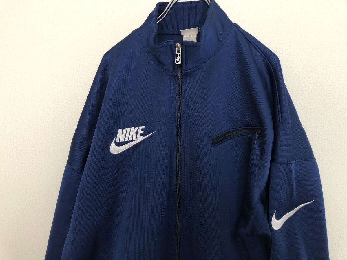 美品 90s OLD NIKE ナイキ トラックジャケット トラックトップ 銀タグ 日本製 デカロゴ ナイキジャージ Lサイズ