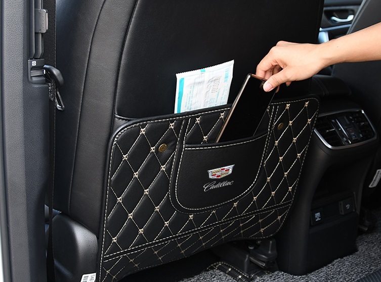キャデラック Cadillac　車用シートカバー　後部座席収納　バックプロテクター　キックマット シートバックポケット　蹴り防止　ブラック_画像2