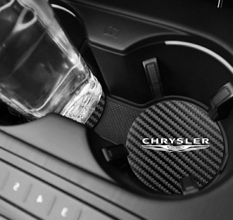 クライスラー Chrysler 炭素繊維　カップパッド　ドリンクホルダー　 装飾　ロゴ　コースター　ホルダー 　直径7cm　2枚セット_画像4
