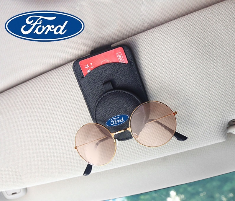フォード FORD ブラック 車用メガネホルダー サングラスクリップ サンバイザーポケット サングラス/メガネ収納 カード収納クリップ_画像1