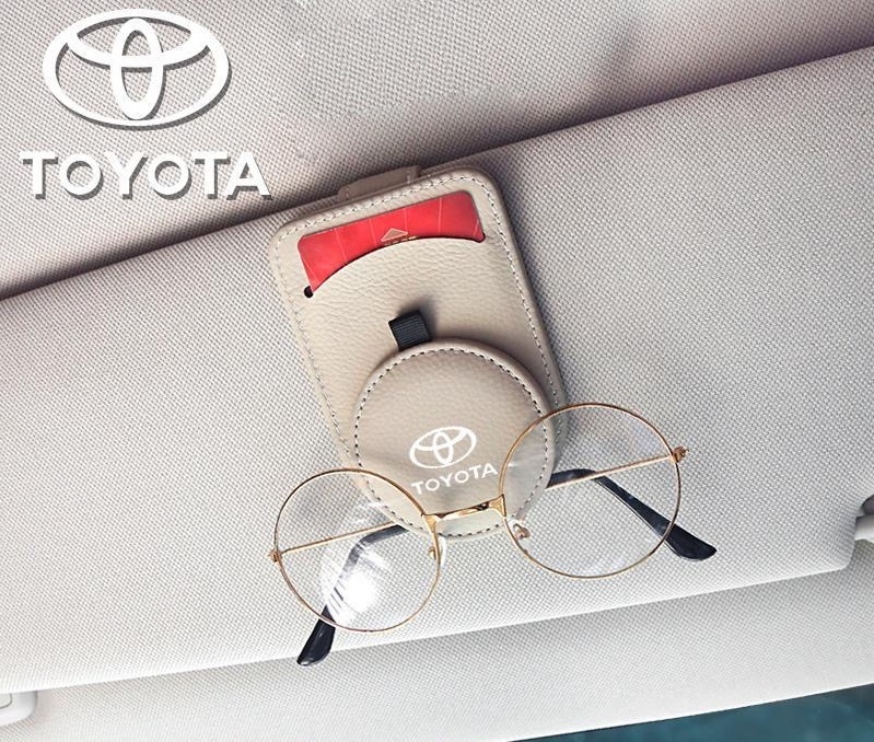 トヨタ TOYOTA ベージュ 車用メガネホルダー サングラスクリップ サンバイザーポケット サングラス/メガネ収納 カード収納クリップ_画像1
