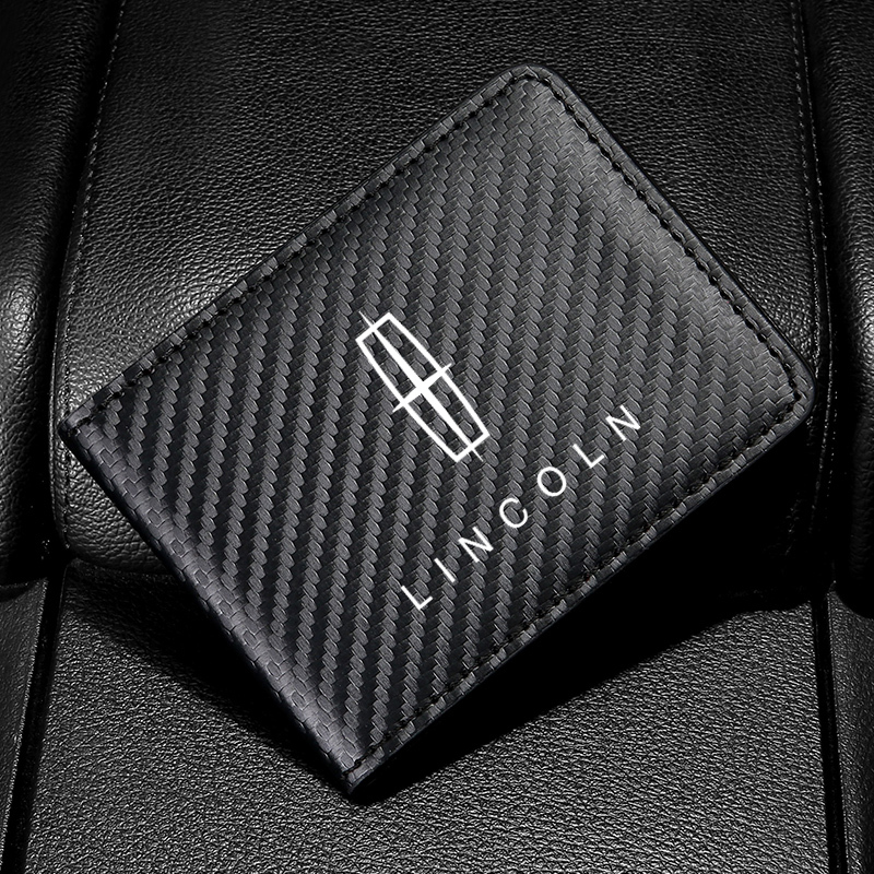 リンカーン Lincoln カードケース 免許証ケース カードホルダー PUレザー カーボン調 名刺ファイル カード入れ クレジットカードケース_画像1