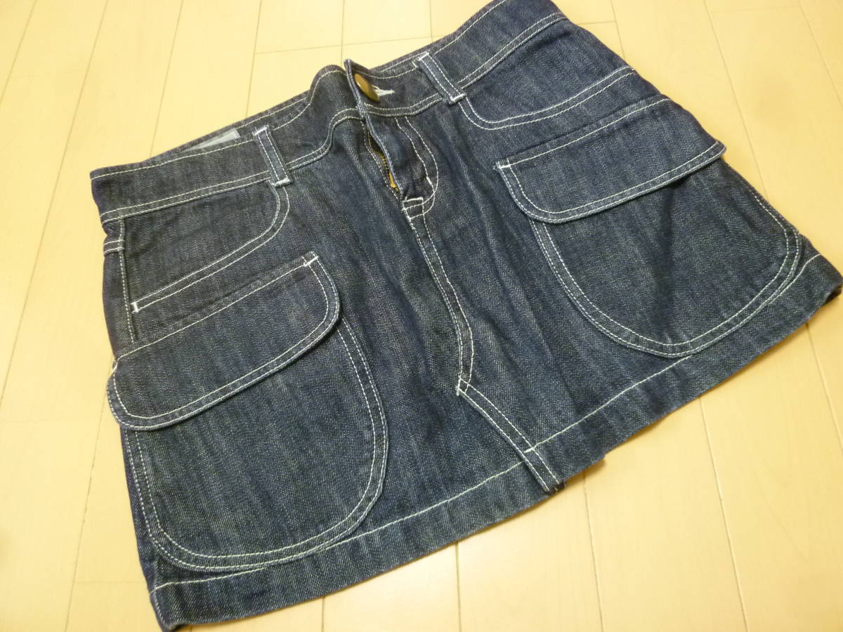 nusy JEANS/フェリシモ♪レトロデザインデニムスカートW64M/ハートポケットミニ♪329_画像1