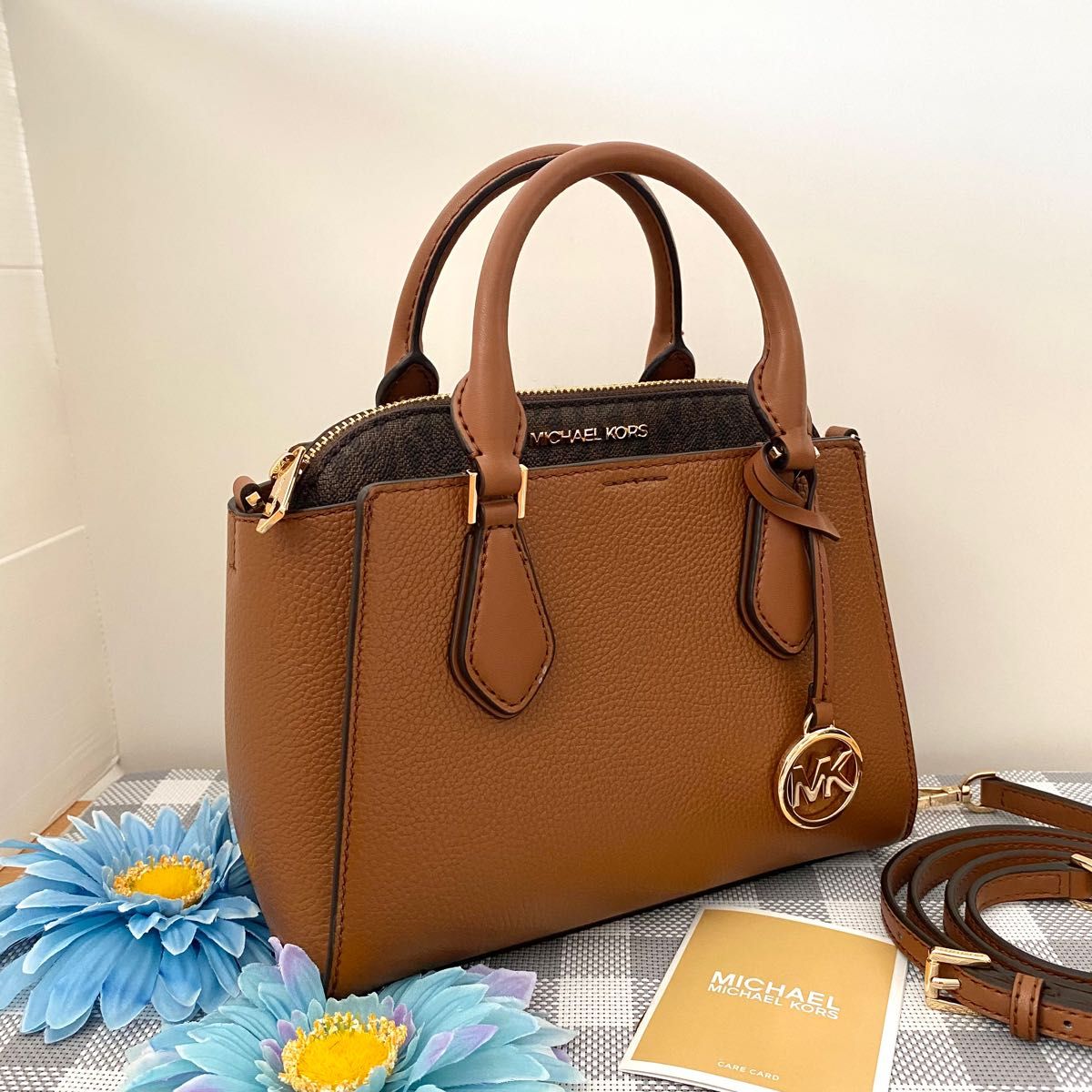 新品☆MICHAEL KORS ブラウン キャメル レザー ショルダーバッグ