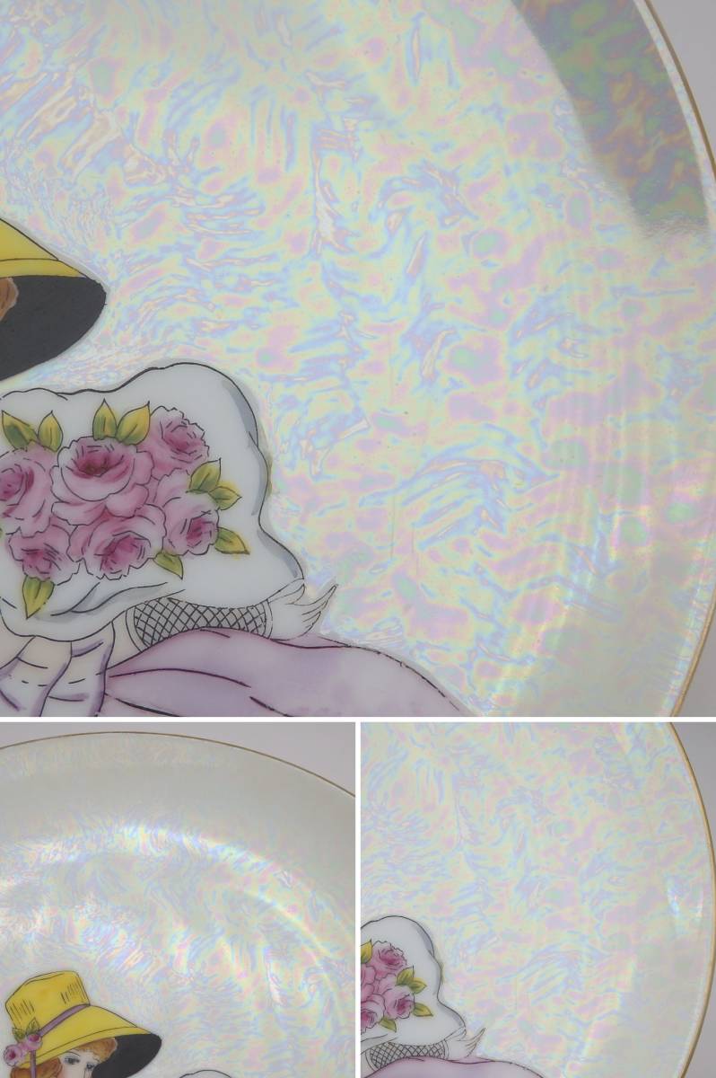 オールドノリタケ NORITAKE デコレディー 婦人 プレート 皿 ラスター彩