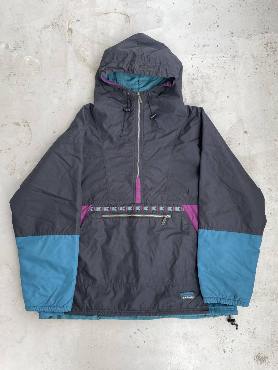 超名作！超希少！USA製！80s 90s L.L.BEAN 黒×シンサレート！チロリアン アノラック パーカー キャンプ アウトドア 大きいサイズ(XL)K9_画像1