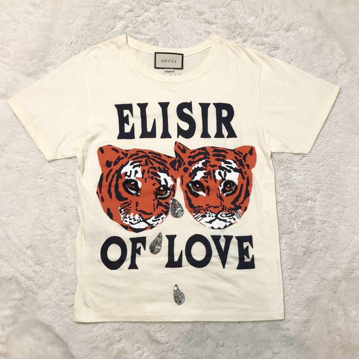 希少☆極美品】GUCCI グッチ スパンコール 半袖Tシャツ トラ 虎 XS