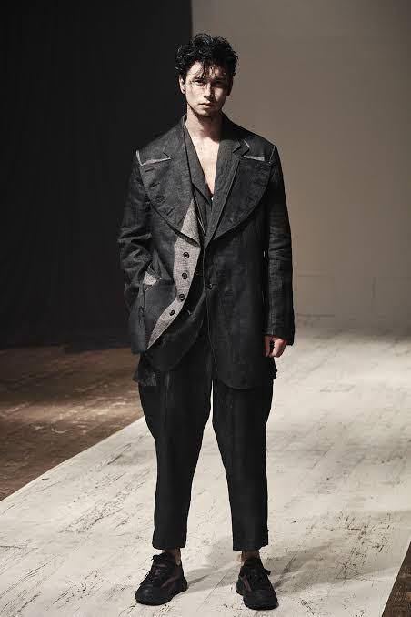yohji yamamoto pour homme 22ss ローラーチェック加工 リネンパンツ