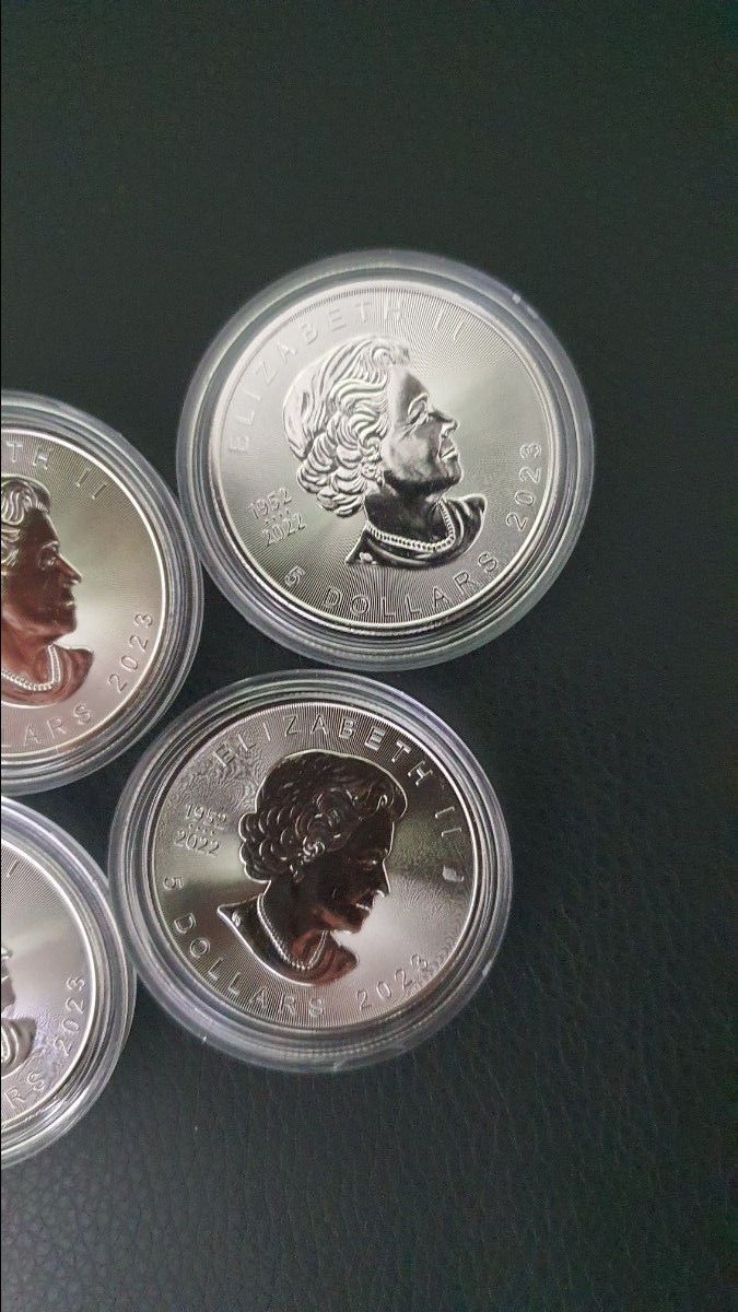 5枚セット プルーフ銀貨 ブルーロジウムメッキ付き 2023年 カナダ カナダ メイプルリーフ 30ドル 1オンス9999純銀 2018 5ドル銀貨 ホオジロザメ シルバー 2オンス
