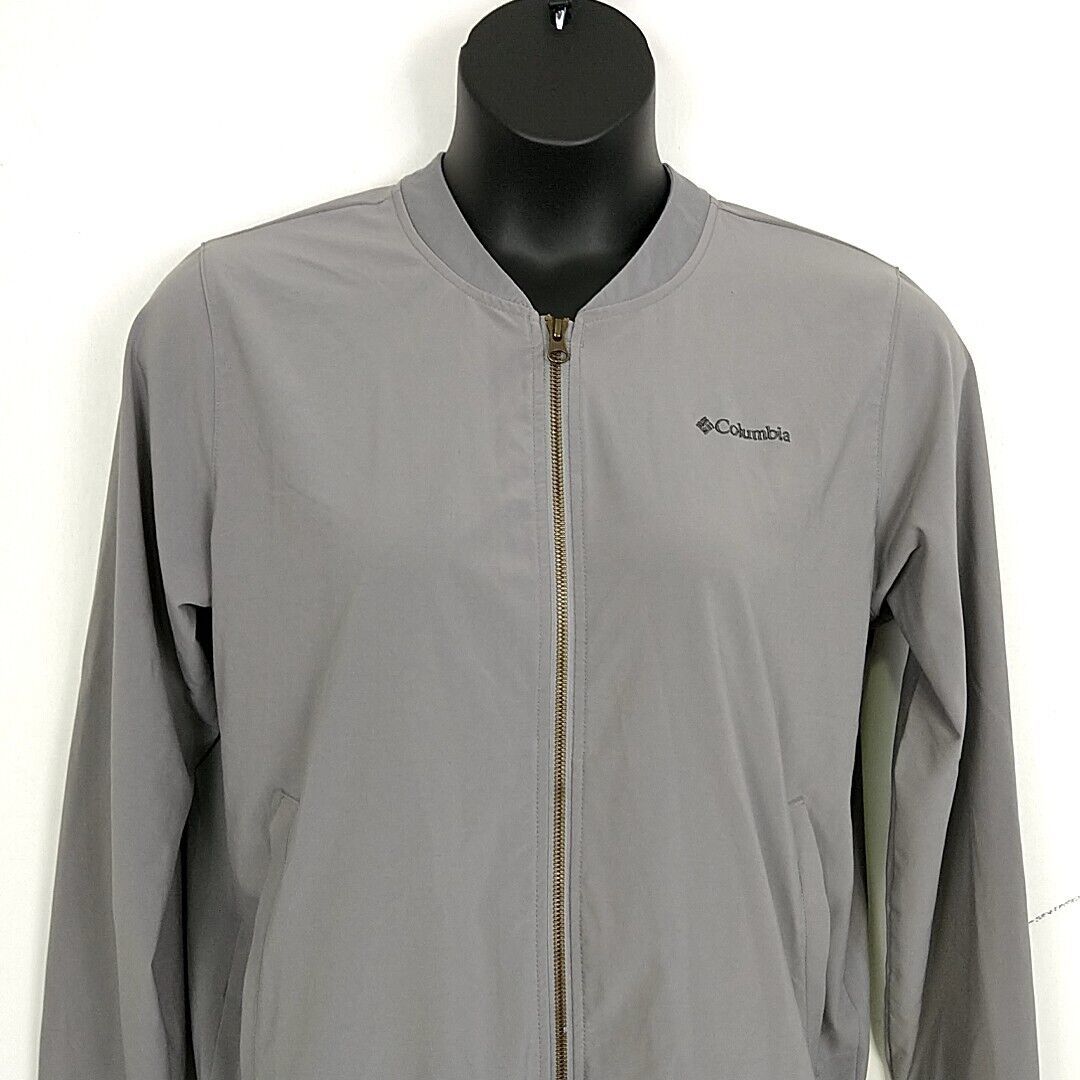 Columbia Mens sz XL Jacket Solid Gray Full Zip Lightweight Wind