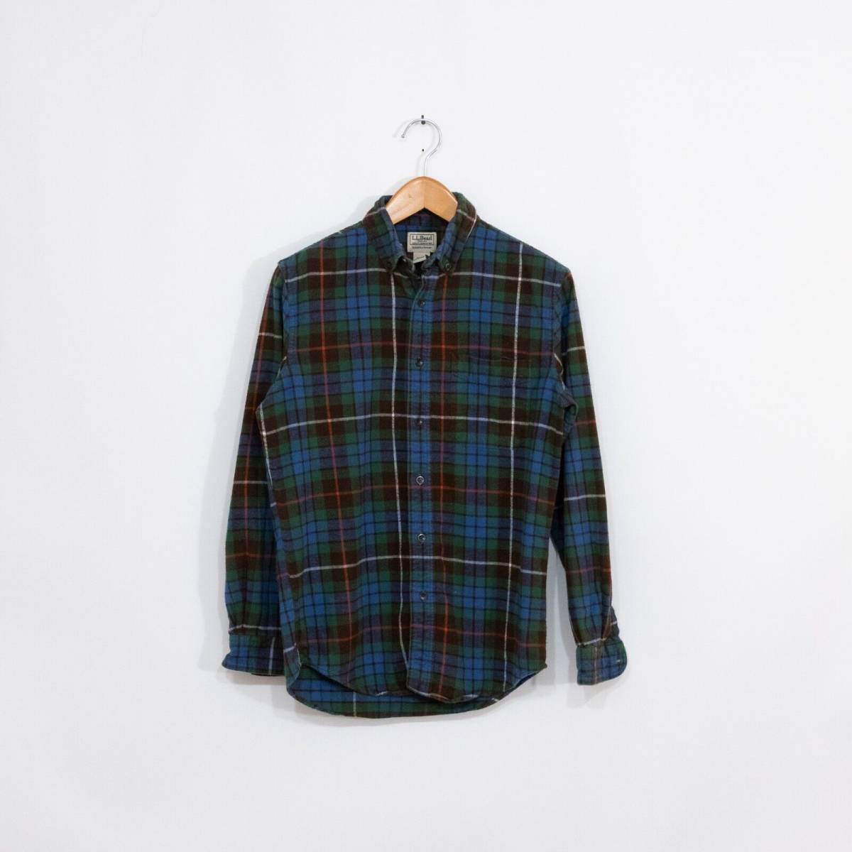 Vintage Y2K LL Bean Flannel Fitted Shirt S - Long Sleeve Distressed Faded USA 海外 即決