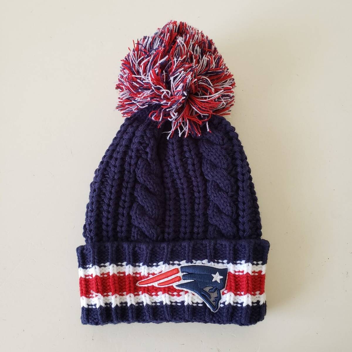 '47 New England Patriots Women's Sorority Cuffed Pom Knit Beanie Winter Hat NWT 海外 即決