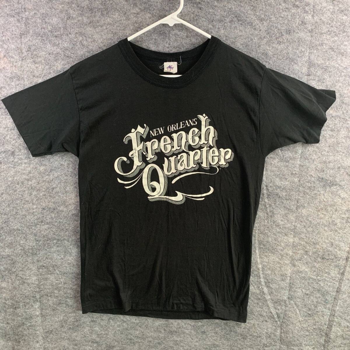Vintage XL New Orleans French Quarter T-Shirt Single Stitch Black Tee Jays 海外 即決