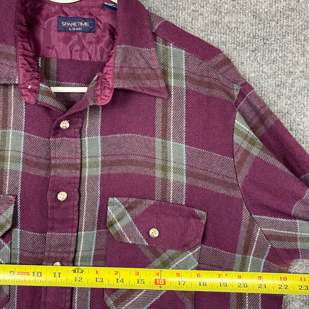 Vintage Sparetime Flannel Shirt Mens Sz L Plaid Button Down Long Sleeves 海外 即決 - 6