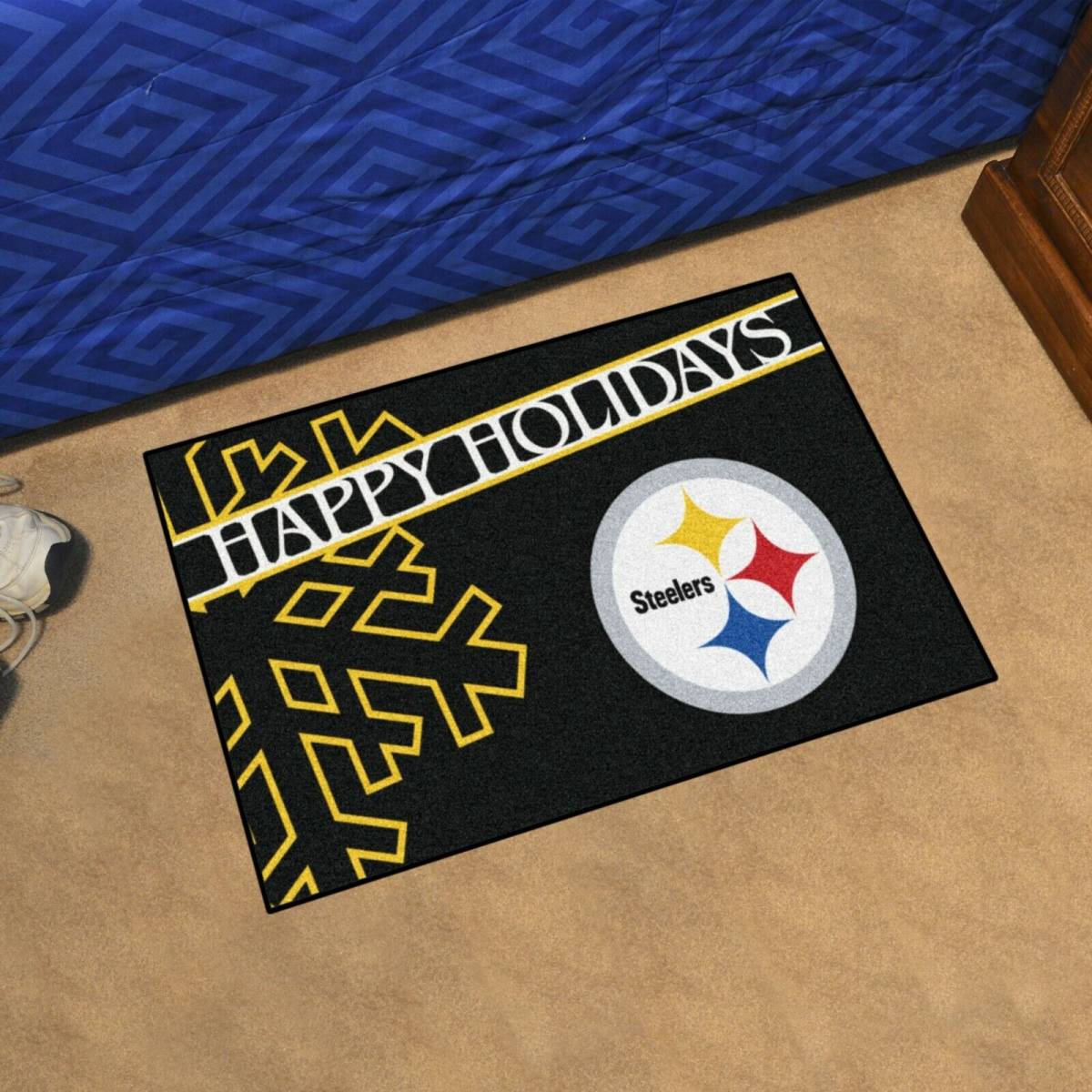 Pittsburgh Steelers Happy Holidays Starter Mat 19"x30" NFL FANMATS 海外 即決