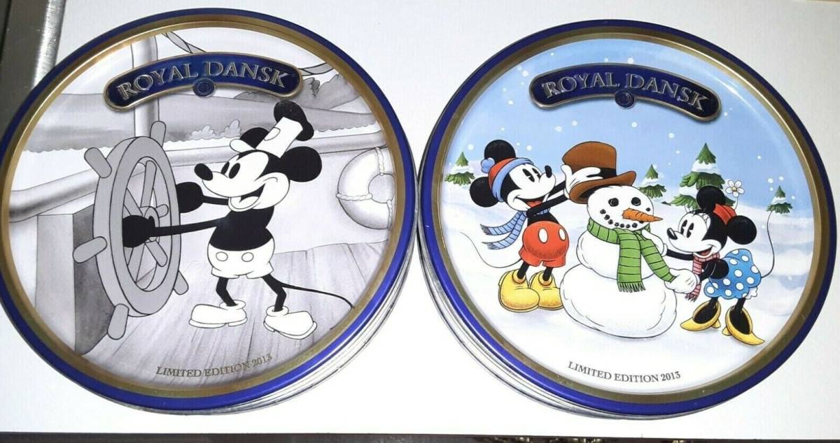 2013 Royal Dansk LIMITED EDITION Mickey Mouse Holiday Cookie Tins LOT OF 2 海外 即決