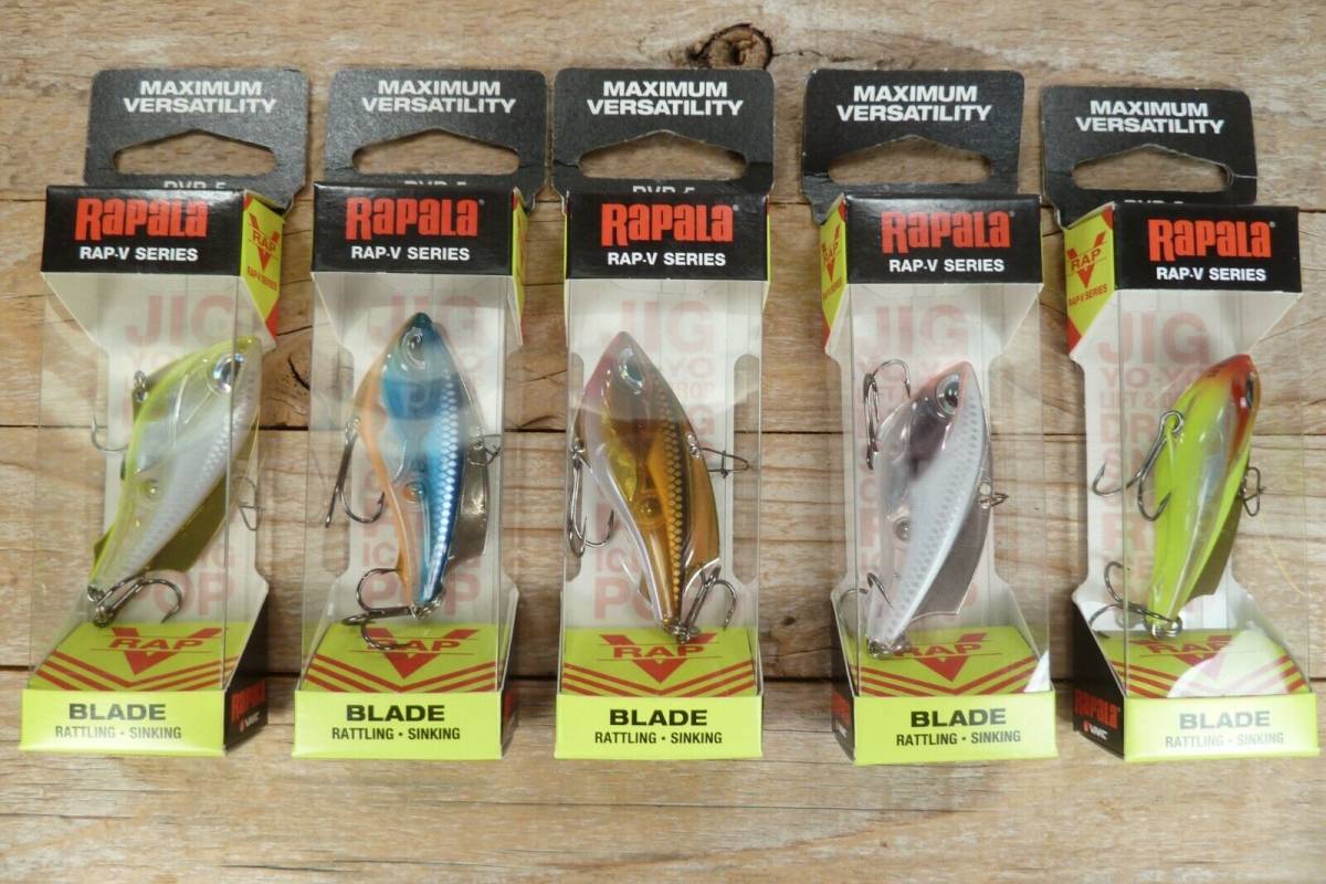 Lot of 5 Rapala RAP-V Series RVB-5 Blade Bait in FIVE Different Colors 海外 即決