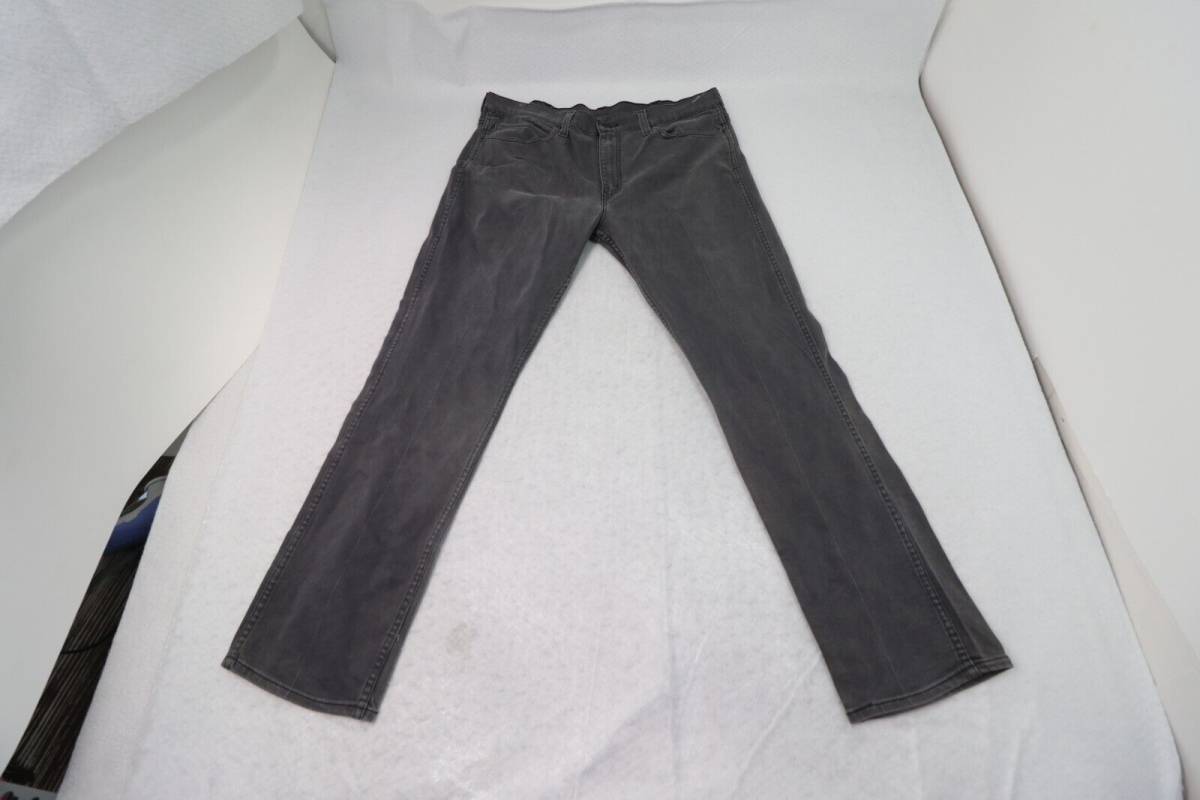 Levis 511 Jeans Mens Size 38 x 32 Black Label Straight Leg Denim Dark Gray Zip 海外 即決