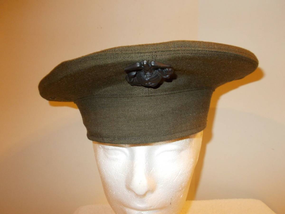 U.S.Marine Crown Service Cap Poly/Wool Type III Green SH 2212 Hat Cover Size 7 海外 即決