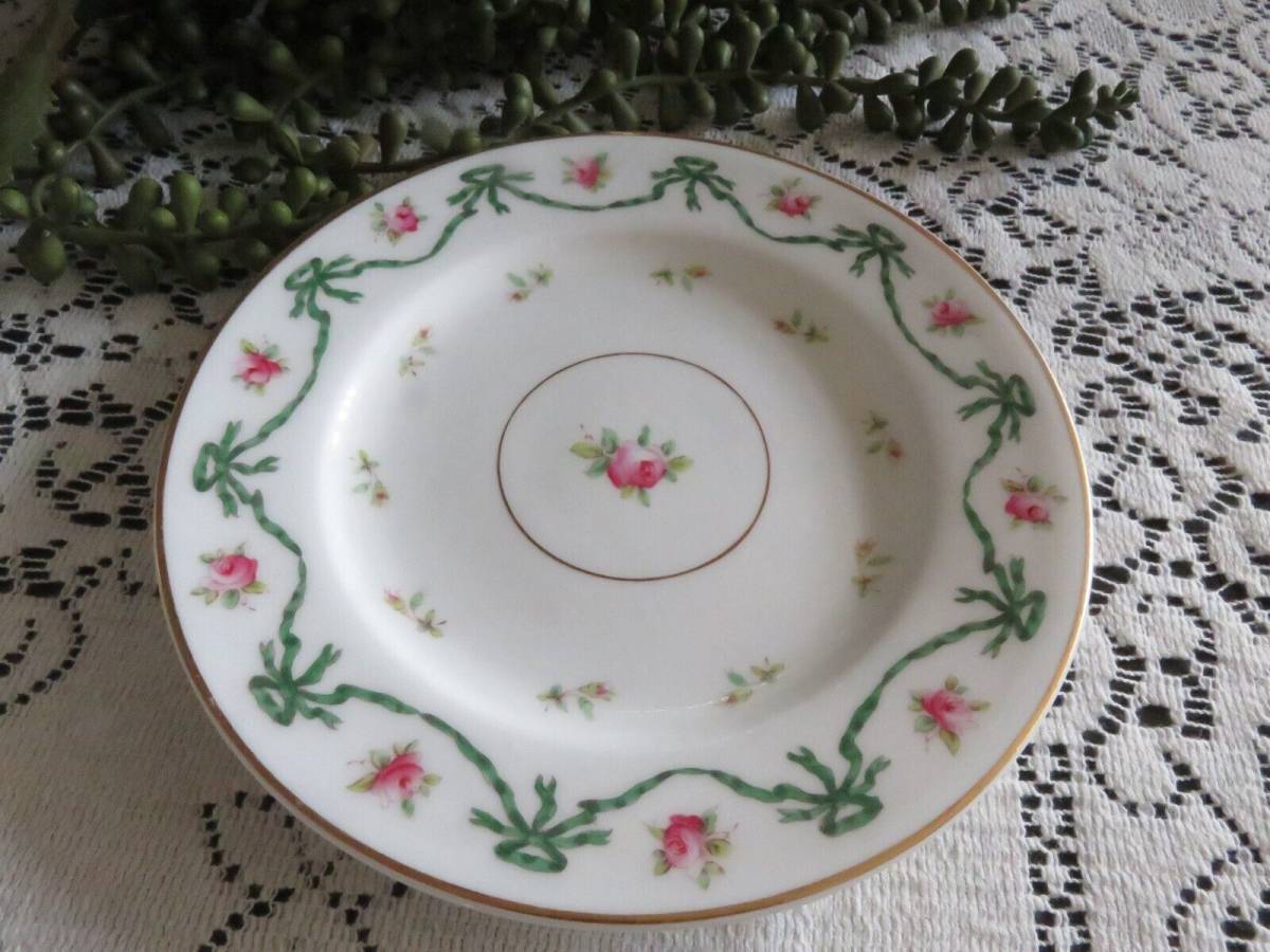 Antique Coalport Ribbons and Roses 1891-1920 Discontinued Pattern England Plate 海外 即決