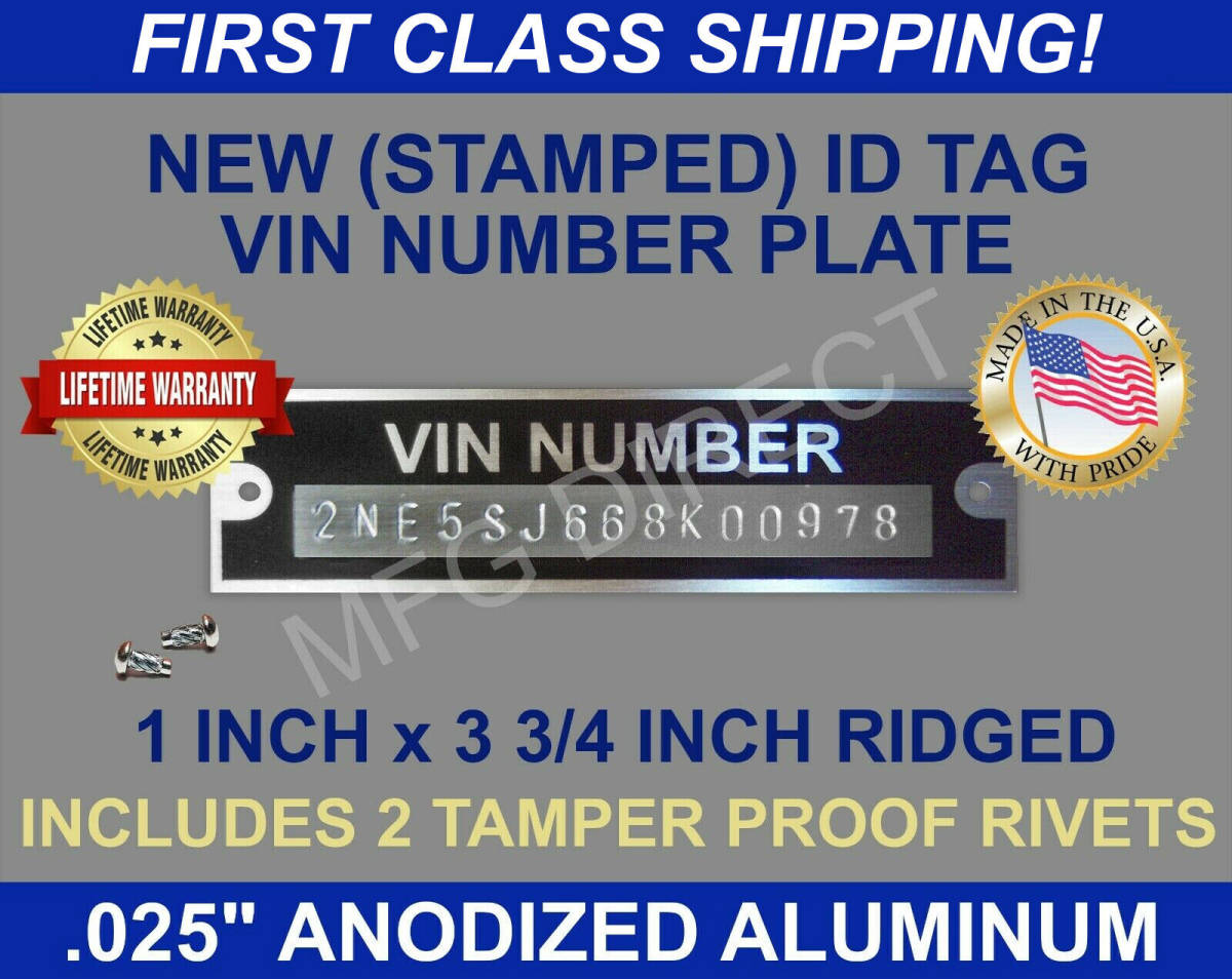 Stamped DATA PLATE Serial Tag Ford Chevy Dodge Plymouth Others New ID USA 海外 即決