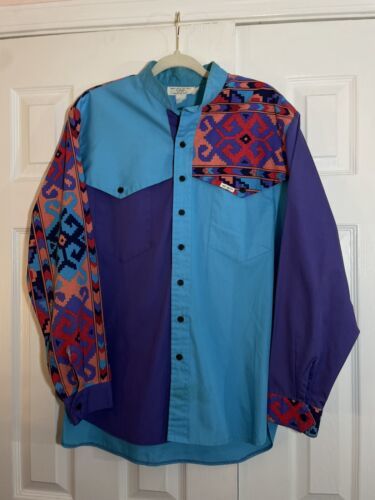 Maury Tates Mo Betta Abstract Vintage Shirt XL Western Southwest Button up 海外 即決