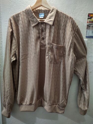 Vtg Stag Hill Haband Pullover Collar Polo Long Sleeve Shirt Beige XL 80s Banded 海外 即決