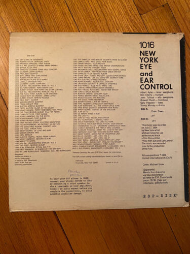 New York / EYE AND EAR CONTROL VG+ LP 1966 STEREO WHITE LABEL 5TH AVENUE ESP DISK 海外 即決 - 1