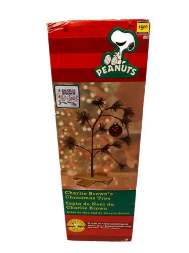 Charlie Brown Christmas Tree Peanuts With Original Box Tree And Red Bulb 24” NEW 海外 即決