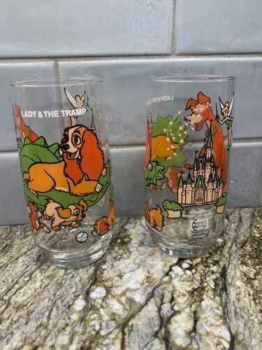 Vintage Lady and the Tramp Pepsi collector glasses wonderful world of Disney 海外 即決