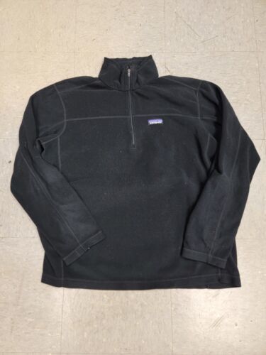 Patagonia Classic Synchilla Fleece Jacket Black 1/4 Zip Up Mens Size Large 海外 即決