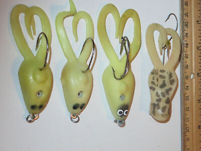 Lot of 4 Strike King Grass Mice Rat Frog Top Water Frogs 海外 即決