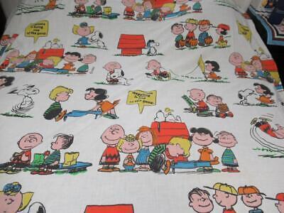 Vintage 1971 Peanuts Charlie Brown Snoopy 1 Twin Sz Flat Sheet 1 Pillowcase CC11 海外 即決