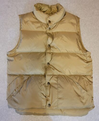 LL Bean Goose Down Puffer Snap Vest Size S (reg) Brown Beige Vintage Packable 海外 即決
