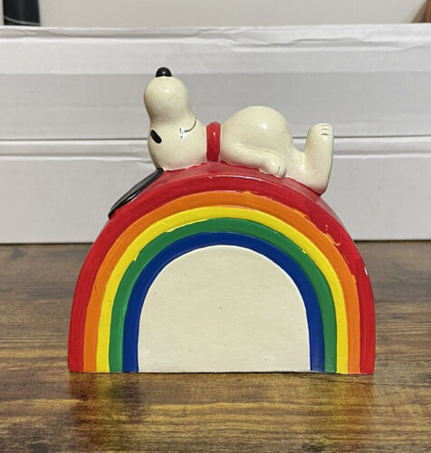 VTG 1966 Peanuts Snoopy Coin Piggy Bank Sleeping on the Rainbow 1958-1966 海外 即決