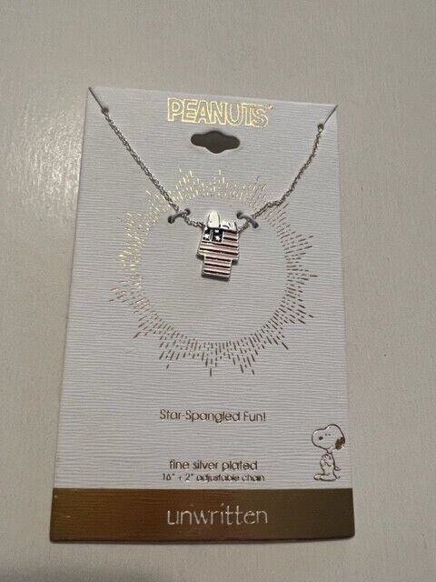 New Silver Plated Snoopy Americana Dog House Pendant Necklace Peanuts 海外 即決