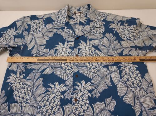 Vtg Aloha Republic Pineapple Denim Blue Men's XL / 52" Aloha Hawaiian Shirt LN 海外 即決 - 2