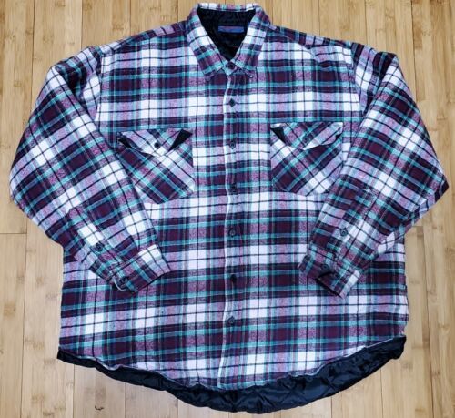 VTG Dakota Plaid Quilt Lined Flannel Shirt Jacket Mens XL Insulated Multicolor 海外 即決