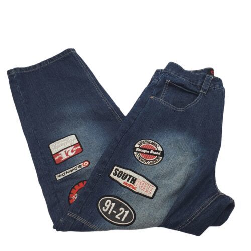 Vintage South Pole Embroidered RN82628 Baggy Blue Jeans Men’s Size 34 Plaid Y2K 海外 即決
