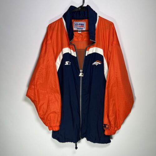 Vintage Starter Denver Broncos Jacket Size L NFL Football Nylon Pro Line Zip Up 海外 即決