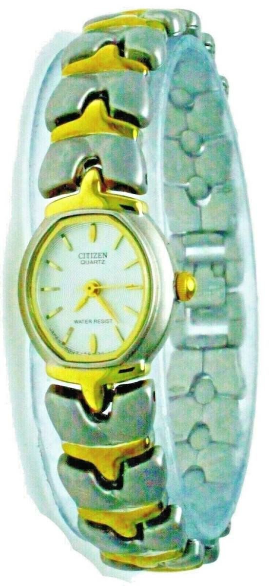 New Ladies Citizen Watch Mat Two Tone Oval S. Steel Water Resistant Wristwatch 海外 即決