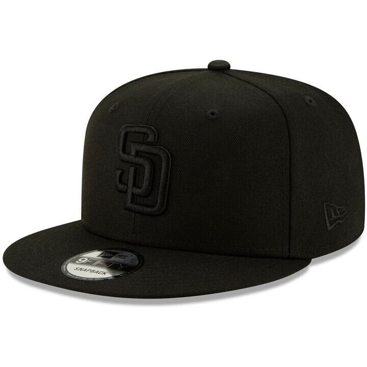 San Diego Padres New Era Black On Black 9Fifty Snapback Hat 海外 即決