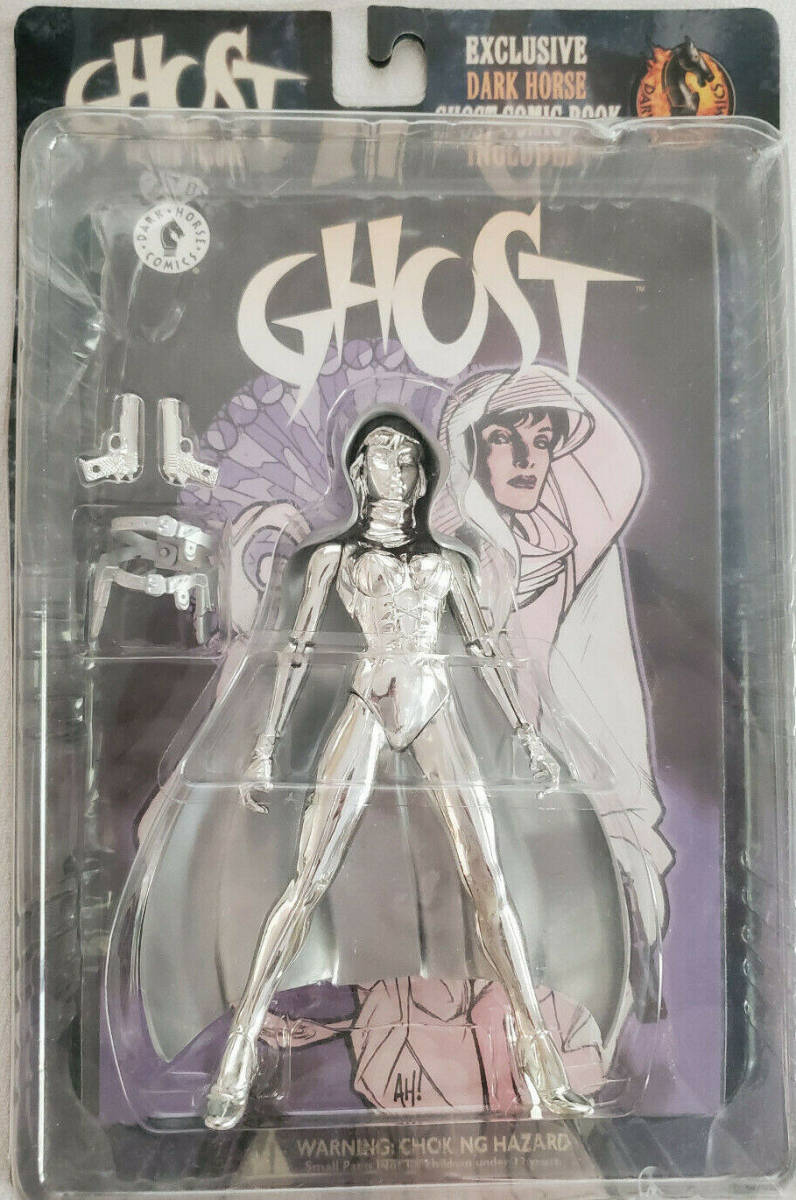 Vtg 1998 Ghost Silver Variant Action Figure w/ Dark Horse Comic Steve Kiwus NIP 海外 即決