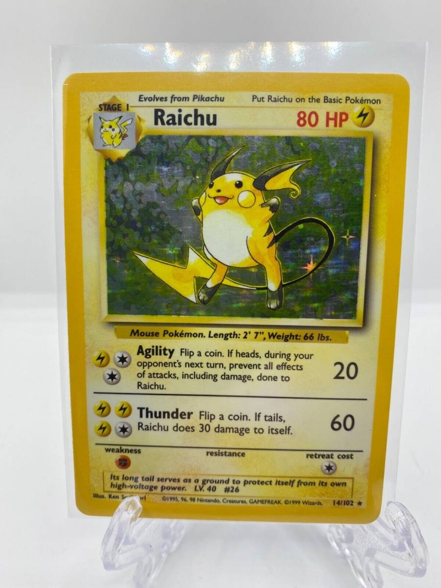 おトク情報がいっぱい！ Pokemon Holo Raichu Base Set 14/102 Mint