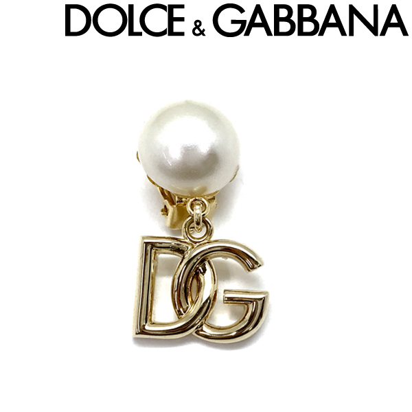 DOLCE&GABBANA ドルチェ＆ガッバーナ ブランド ピアス DGロゴ 片耳用 ゴールド×ホワイトパール WEO7L1-W1111-ZOO00