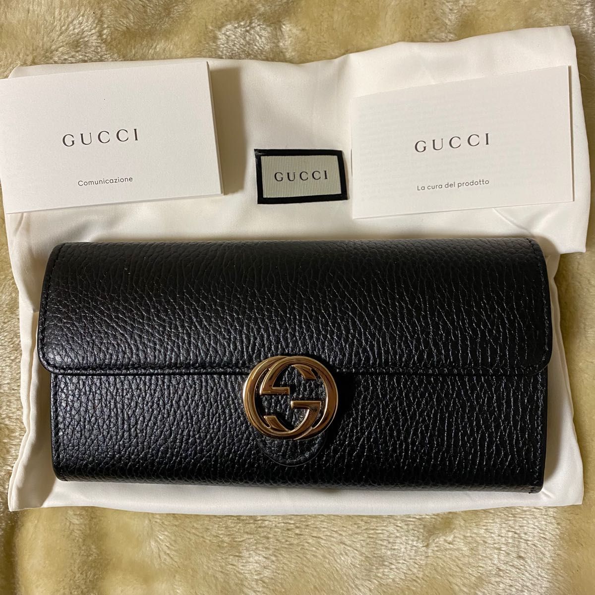 GUCCI グッチ 財布 長財布 ダラーカーフ GGロゴ ブラック　新品未使用