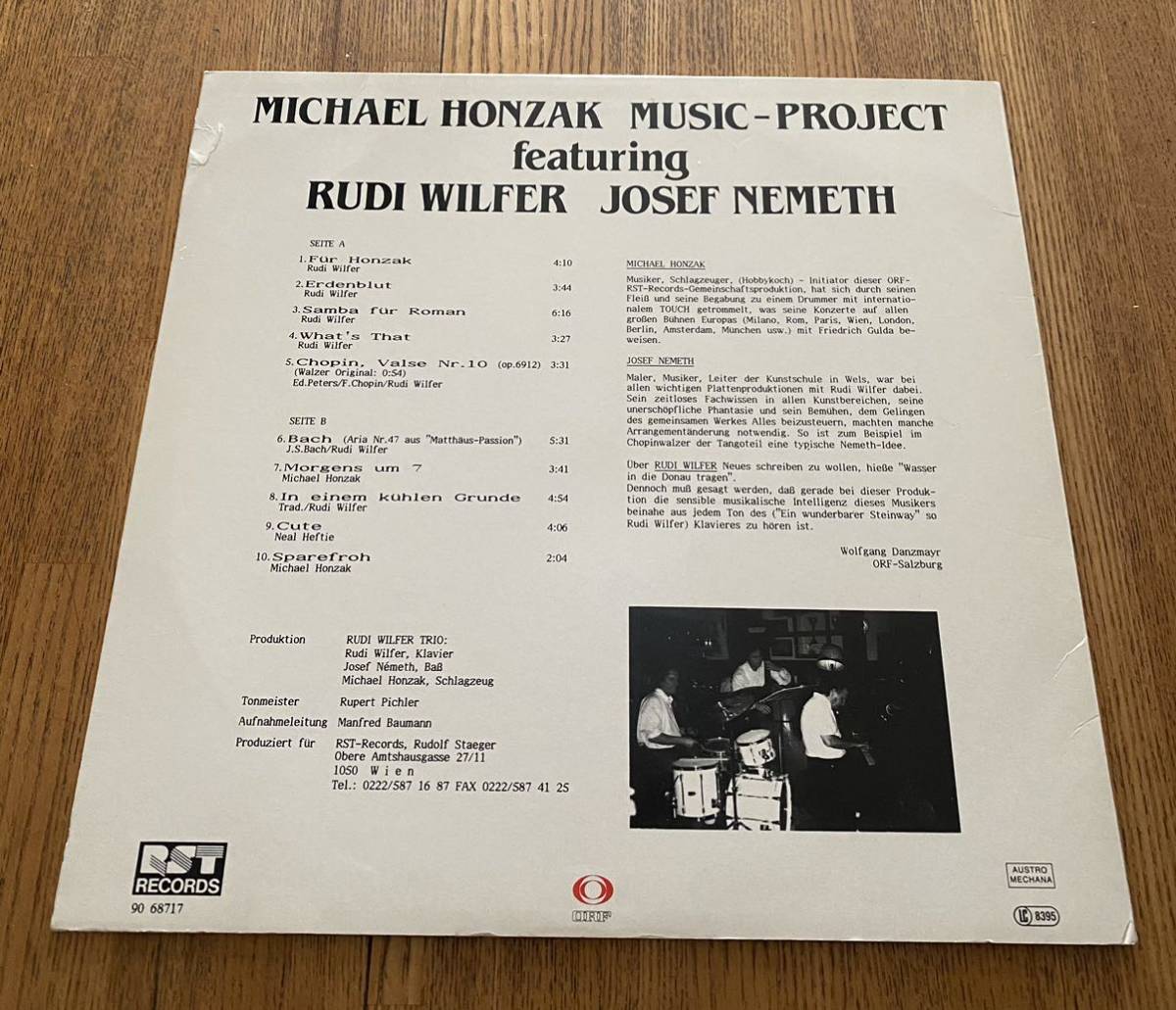 オーストリアの人気ピアノトリオによる別名ユニット/‘89 墺Rst原盤/ Michael Honzak Music-Project [S.T.]/Post Bop/Piano Trio/貴重盤_画像3