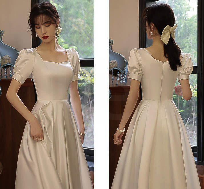 2XL size satin dress type One-piece white large size @ [3074-1-5K
