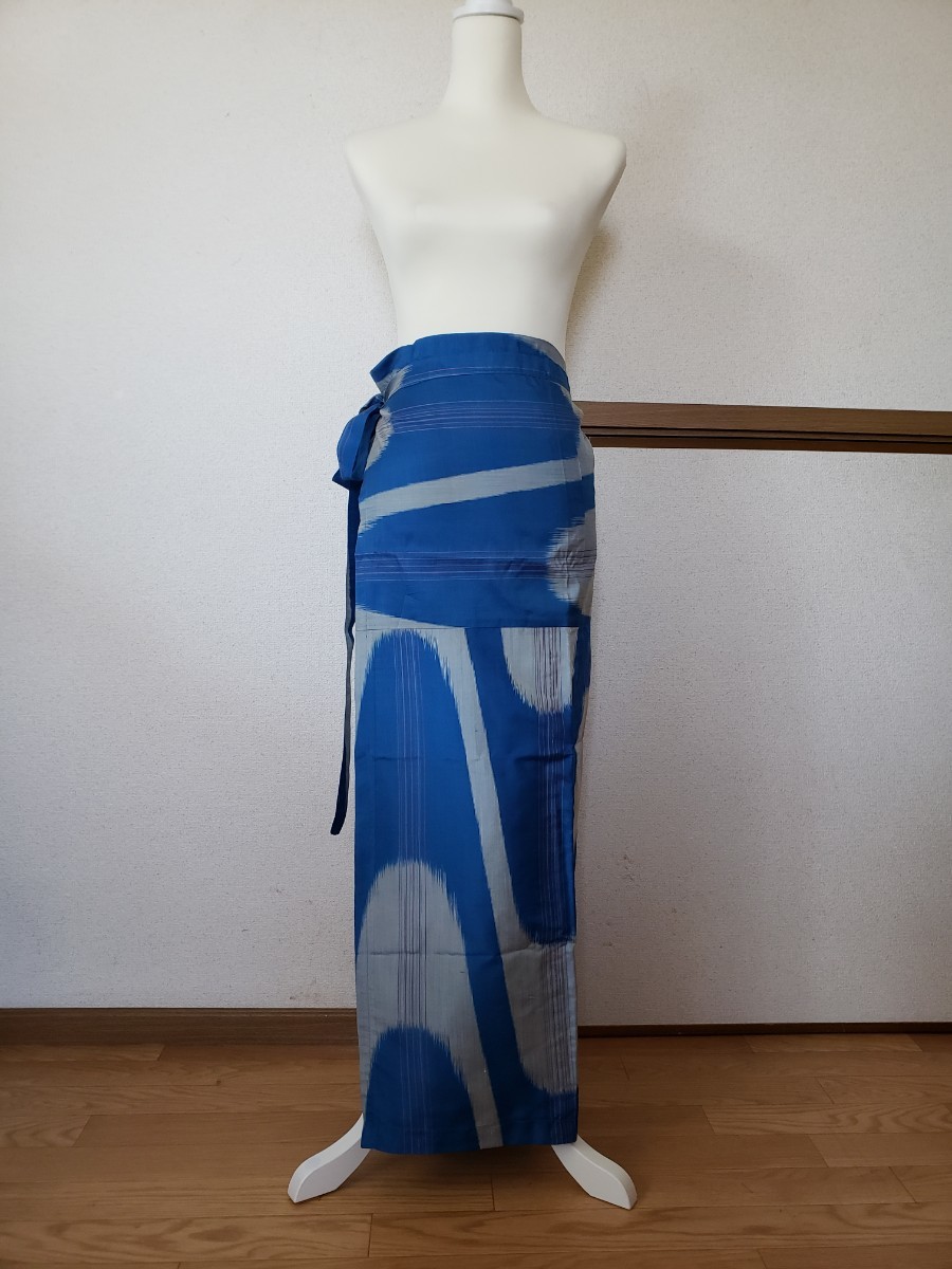 ◆新品 二部式 茶道 稽古着 着物 リメイク 紬 シルク 絹 ハンドメイド 青系 ふくさ 袱紗