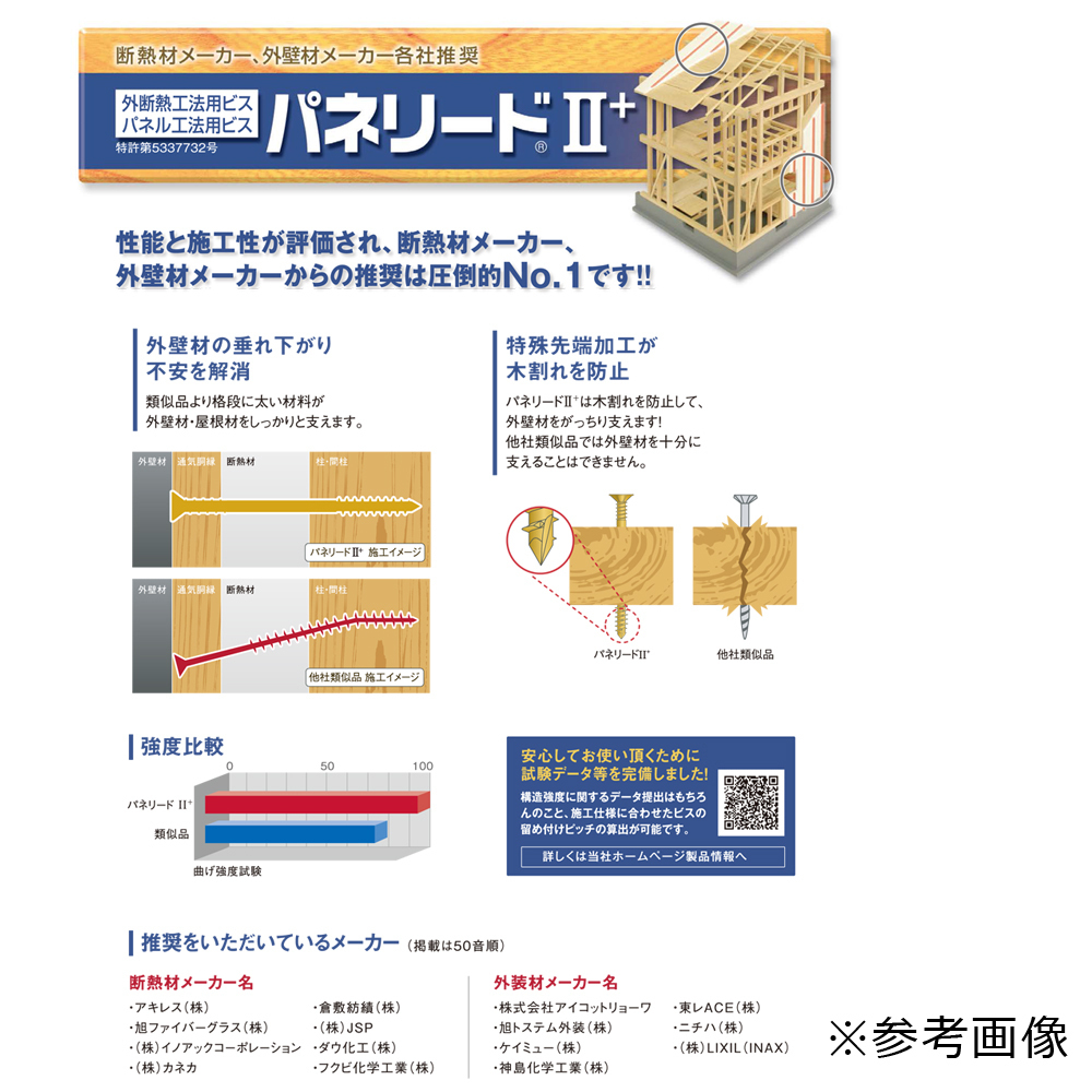 外張り断熱工法用ビス　パネリード2+　P6-120II+　5袋（100本入×5）　クロメート処理　120mm_画像3